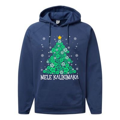 Hawaii Mele Kalikimaka Merry Christmas Hawaiian Xmas Tree Gift Performance Fleece Hoodie