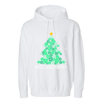 Hawaii Mele Kalikimaka Merry Christmas Hawaiian Xmas Tree Gift Garment-Dyed Fleece Hoodie