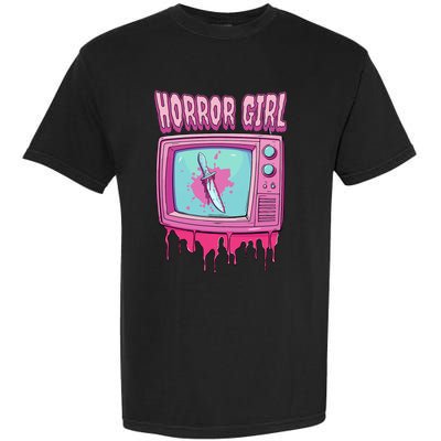 Horror Movie Lover Pastel Goth Slasher Pink Retro TV Scary Garment-Dyed Heavyweight T-Shirt