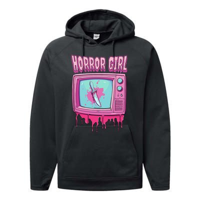 Horror Movie Lover Pastel Goth Slasher Pink Retro TV Scary Performance Fleece Hoodie