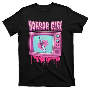 Horror Movie Lover Pastel Goth Slasher Pink Retro TV Scary T-Shirt