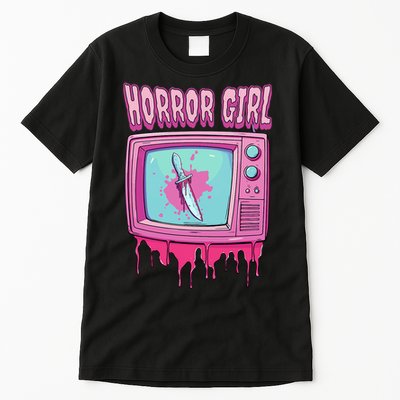 Horror Movie Lover Pastel Goth Slasher Pink Retro TV Scary Tall T-Shirt