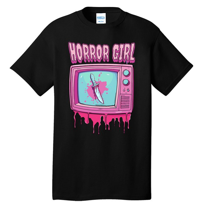 Horror Movie Lover Pastel Goth Slasher Pink Retro TV Scary Tall T-Shirt