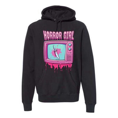 Horror Movie Lover Pastel Goth Slasher Pink Retro TV Scary Premium Hoodie