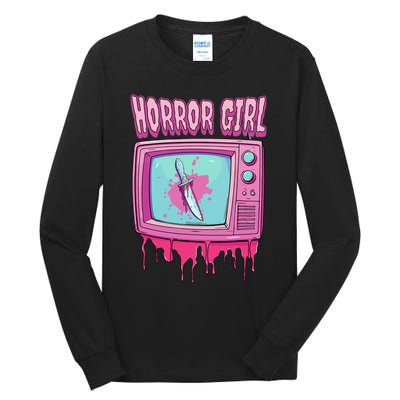 Horror Movie Lover Pastel Goth Slasher Pink Retro TV Scary Tall Long Sleeve T-Shirt