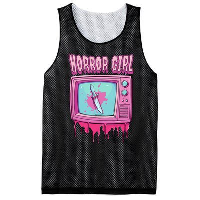 Horror Movie Lover Pastel Goth Slasher Pink Retro TV Scary Mesh Reversible Basketball Jersey Tank