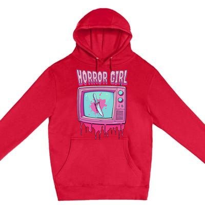 Horror Movie Lover Pastel Goth Slasher Pink Retro TV Scary Premium Pullover Hoodie