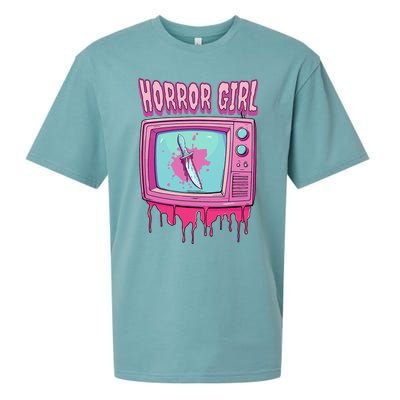 Horror Movie Lover Pastel Goth Slasher Pink Retro TV Scary Sueded Cloud Jersey T-Shirt