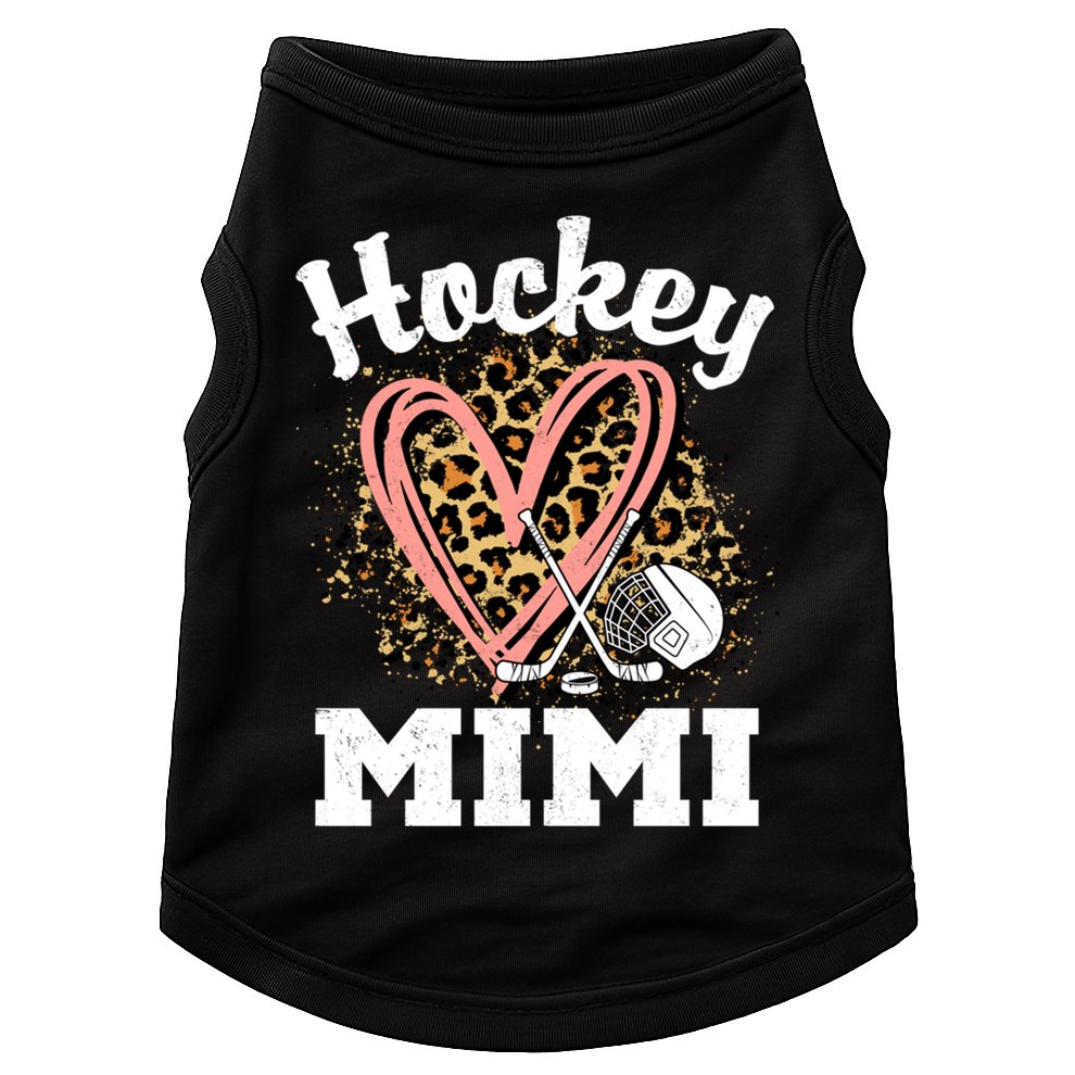 Hockey Mimi Leopard Heart Ice Hockey Grandma Great Gift Doggie Tank