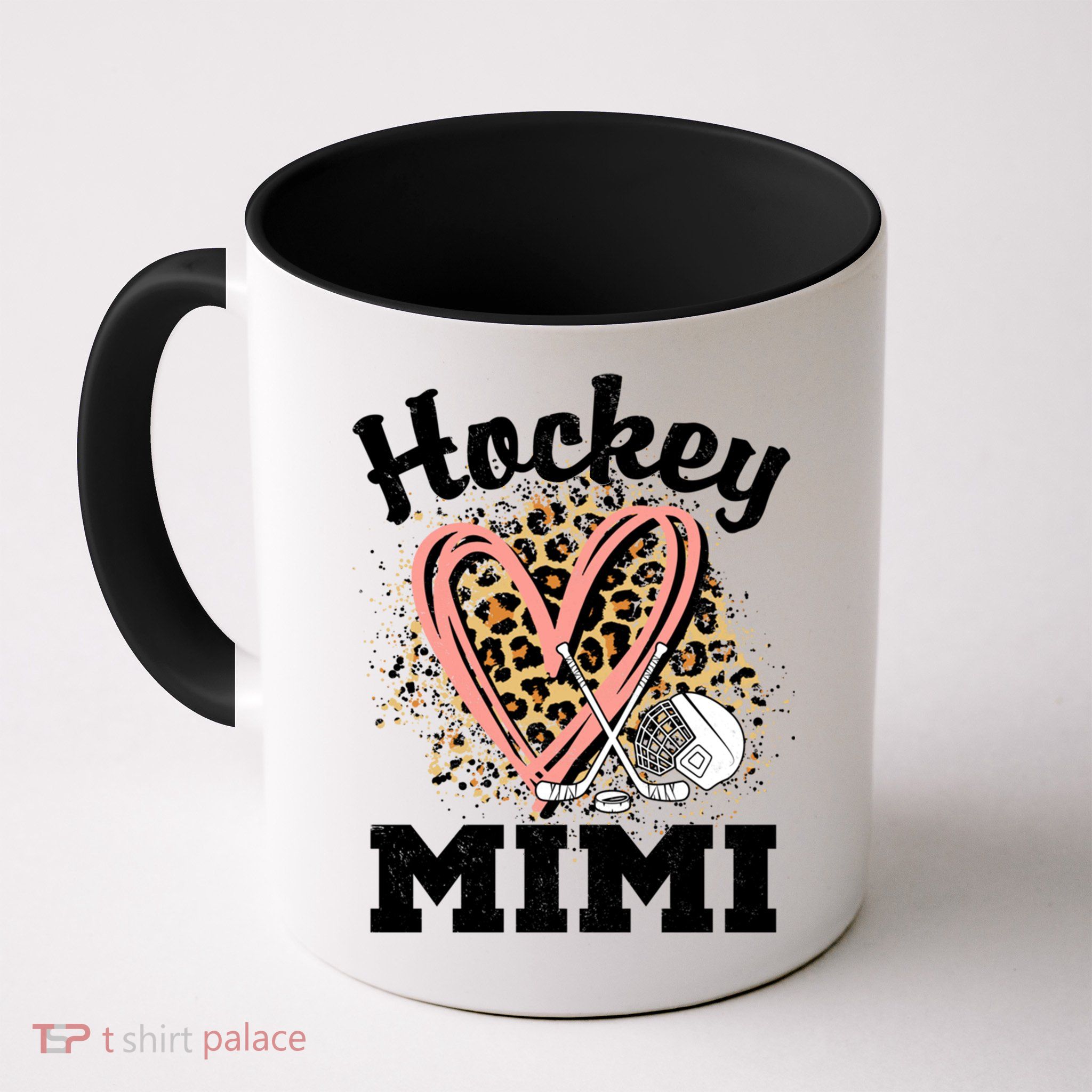 Hockey Mimi Leopard Heart Ice Hockey Grandma Great Gift Mug