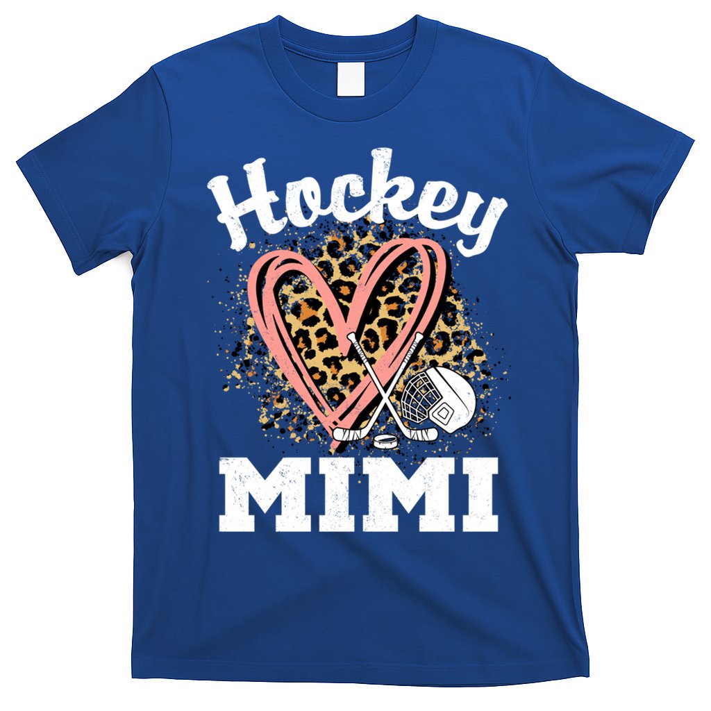 Hockey Mimi Leopard Heart Ice Hockey Grandma Great Gift T-Shirt