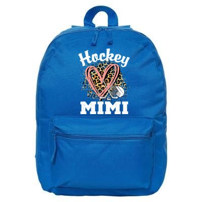 Hockey Mimi Leopard Heart Ice Hockey Grandma Great Gift 16 in Basic Backpack