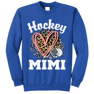 Hockey Mimi Leopard Heart Ice Hockey Grandma Great Gift Tall Sweatshirt