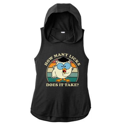 How Many Licks Does It Take Retro Sunset Ladies PosiCharge Tri-Blend Wicking Draft Hoodie Tank