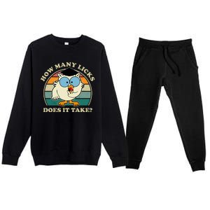 How Many Licks Does It Take Retro Sunset Premium Crewneck Sweatsuit Set