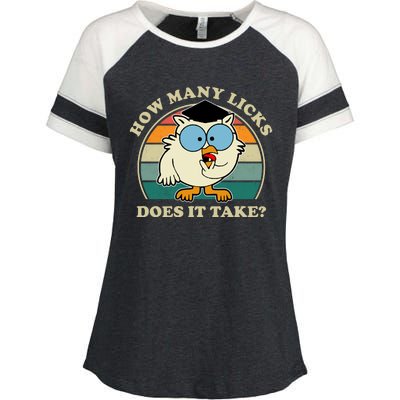 How Many Licks Does It Take Retro Sunset Enza Ladies Jersey Colorblock Tee