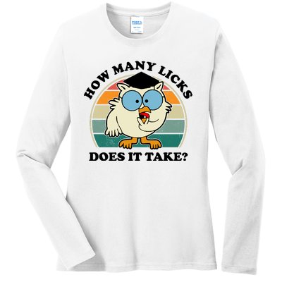 How Many Licks Does It Take Retro Sunset Ladies Long Sleeve Shirt