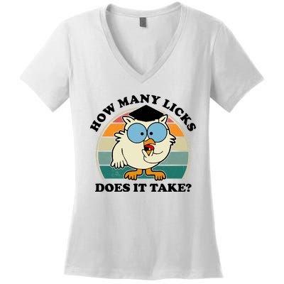 How Many Licks Does It Take Retro Sunset Women's V-Neck T-Shirt