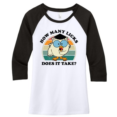 How Many Licks Does It Take Retro Sunset Women's Tri-Blend 3/4-Sleeve Raglan Shirt