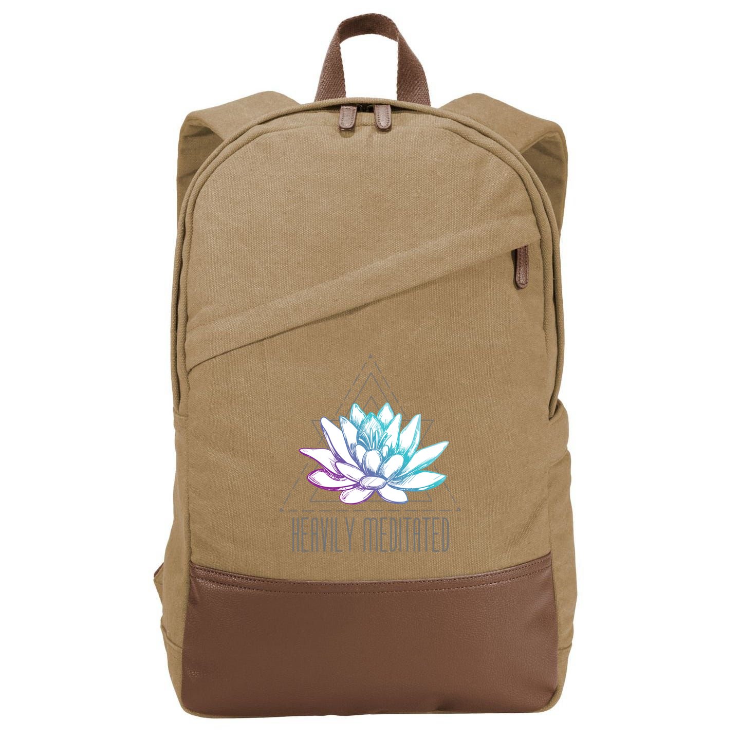 Heavily Meditated Lotus Minimalist Meditation Spiritual Gift Cotton Canvas Backpack