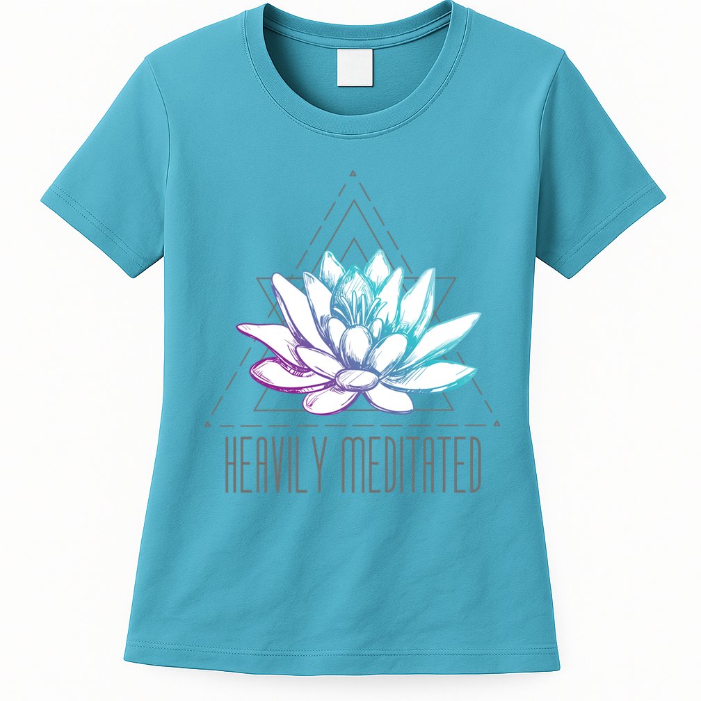 Heavily Meditated Lotus Minimalist Meditation Spiritual Gift Womens T-Shirt