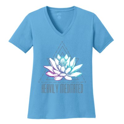 Heavily Meditated Lotus Minimalist Meditation Spiritual Gift Women's V-Neck T-Shirt