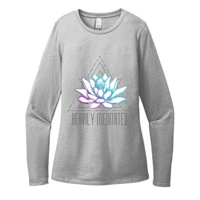 Heavily Meditated Lotus Minimalist Meditation Spiritual Gift Womens CVC Long Sleeve Shirt