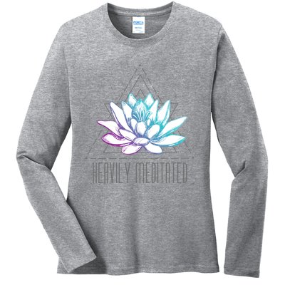 Heavily Meditated Lotus Minimalist Meditation Spiritual Gift Ladies Long Sleeve Shirt