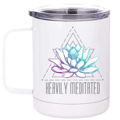 Heavily Meditated Lotus Minimalist Meditation Spiritual Gift 12 oz Stainless Steel Tumbler Cup