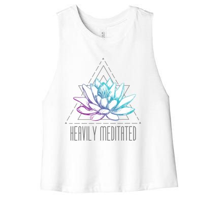 Heavily Meditated Lotus Minimalist Meditation Spiritual Gift Women's Racerback Cropped Tank