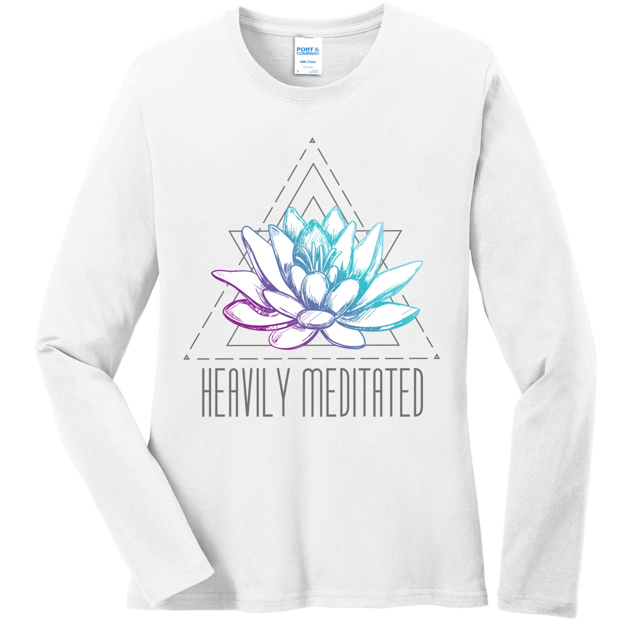 Heavily Meditated Lotus Minimalist Meditation Spiritual Gift Ladies Long Sleeve Shirt