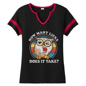 How Many Licks Does It Take Owl Lovers Ladies Halftime Notch Neck Tee