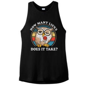 How Many Licks Does It Take Owl Lovers Ladies PosiCharge Tri-Blend Wicking Tank