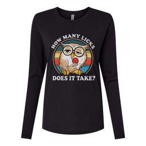 How Many Licks Does It Take Owl Lovers Womens Cotton Relaxed Long Sleeve T-Shirt