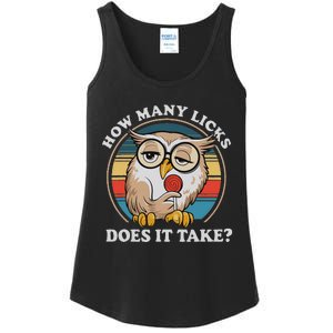 How Many Licks Does It Take Owl Lovers Ladies Essential Tank