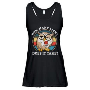 How Many Licks Does It Take Owl Lovers Ladies Essential Flowy Tank