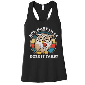 How Many Licks Does It Take Owl Lovers Women's Racerback Tank