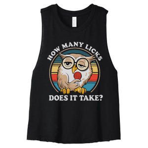 How Many Licks Does It Take Owl Lovers Women's Racerback Cropped Tank