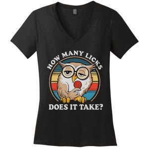 How Many Licks Does It Take Owl Lovers Women's V-Neck T-Shirt