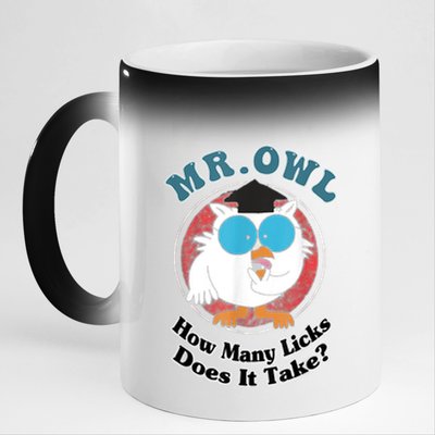 How Many Licks Does It Take Funny Owl Sarcastic 11oz Black Color Changing Mug