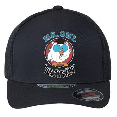 How Many Licks Does It Take Funny Owl Sarcastic Flexfit Unipanel Trucker Cap