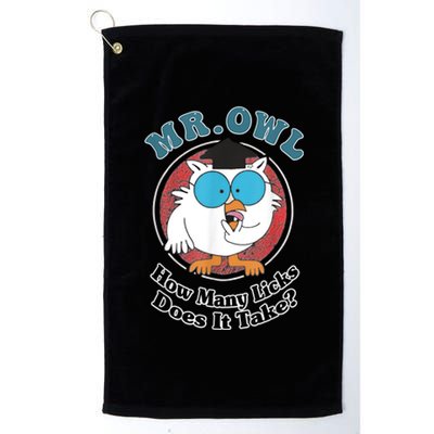 How Many Licks Does It Take Funny Owl Sarcastic Platinum Collection Golf Towel