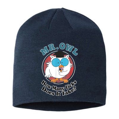 How Many Licks Does It Take Funny Owl Sarcastic Sustainable Beanie