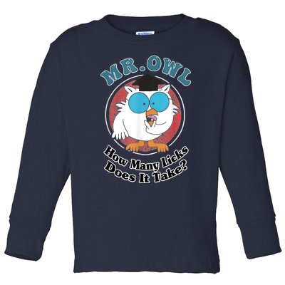 How Many Licks Does It Take Funny Owl Sarcastic Toddler Long Sleeve Shirt