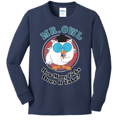 How Many Licks Does It Take Funny Owl Sarcastic Kids Long Sleeve Shirt