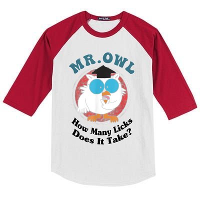 How Many Licks Does It Take Funny Owl Sarcastic Kids Colorblock Raglan Jersey