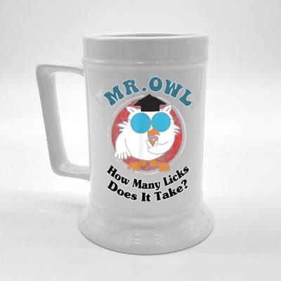 How Many Licks Does It Take Funny Owl Sarcastic Beer Stein