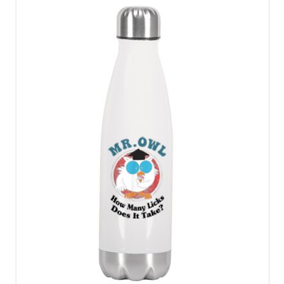 How Many Licks Does It Take Funny Owl Sarcastic Stainless Steel Insulated Water Bottle