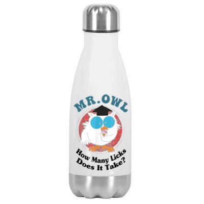 How Many Licks Does It Take Funny Owl Sarcastic Stainless Steel Insulated Water Bottle