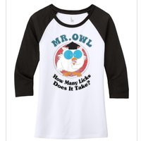 How Many Licks Does It Take Funny Owl Sarcastic Women's Tri-Blend 3/4-Sleeve Raglan Shirt